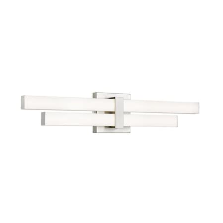 Z-Lite Zane Vanity, 2-Light, 25 In.W x 2.5 In.L x 5 In.H, Brushed Nickel/Frosted 1008-25W-BN-LED